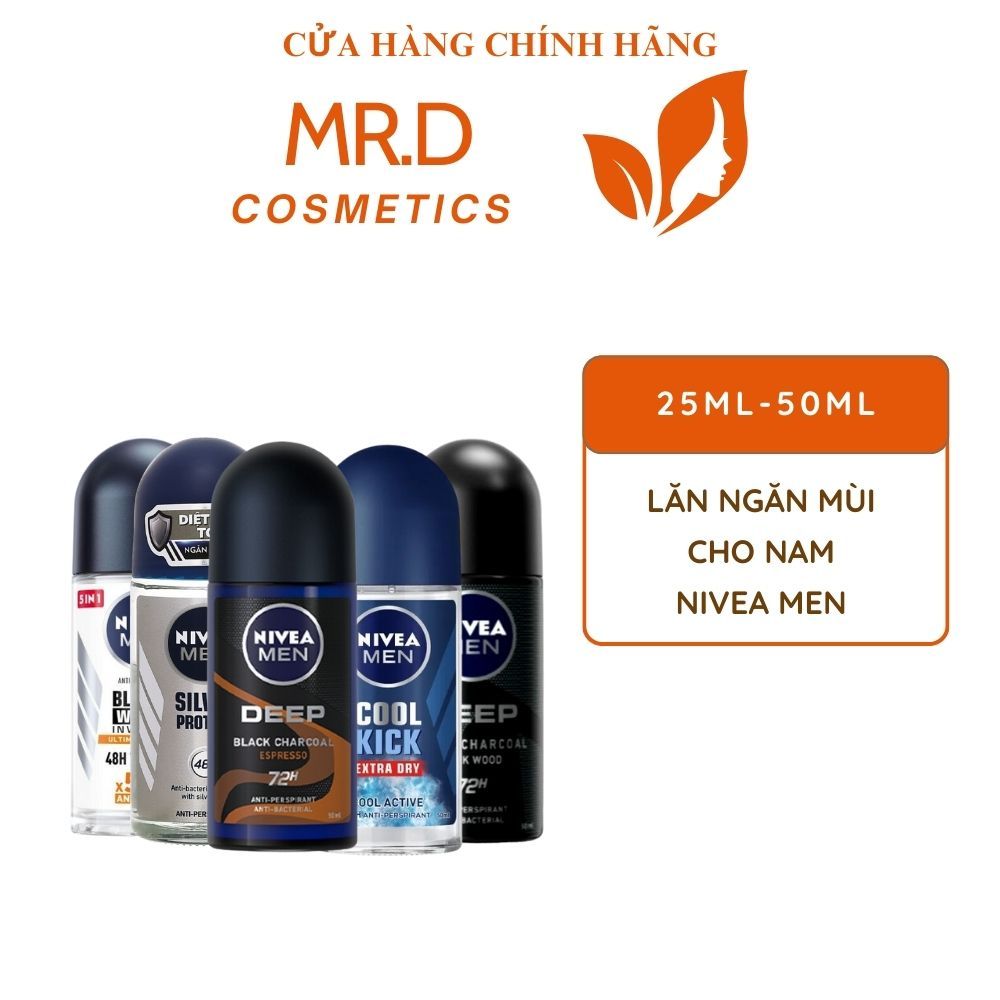 Lăn Khử Mùi Cho Nam Nivea Men 25ml/ 50ml - khử mùi, ngăn tiết mồ hôi, khô thoáng đến 72h