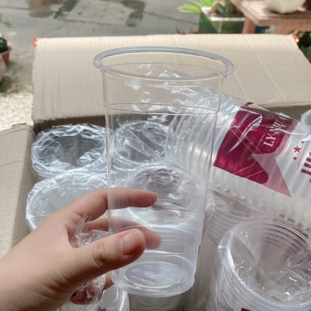 COMBO 100 Ly nhựa PP 360ml, 500ml, 650ml, 700ml đựng cafe, trà sữa KÈM NẮP