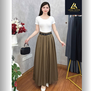  Chân váy nữ  dáng dài bigsize cạp cao xếp ly VXL  
