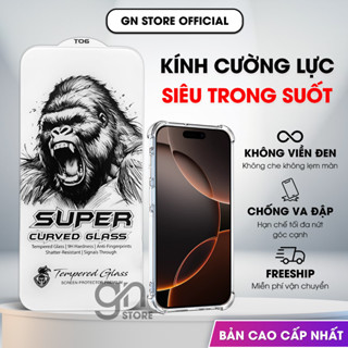   T06  Kính cường lực không viền iPhone 17 Promax 16 15 14 13 12 11 Pro Plus Promax Xs Xr trong suốt full màn - GN STORE 