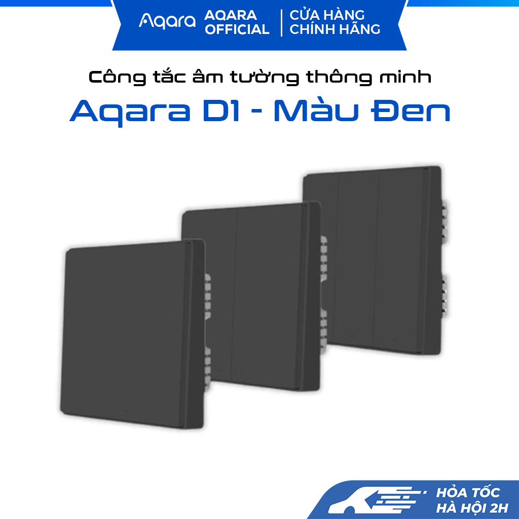 Công tắc thông minh Aqara D1 màu Đen, bản Quốc Tế, chuẩn đế âm vuông, tương thích HomeKit