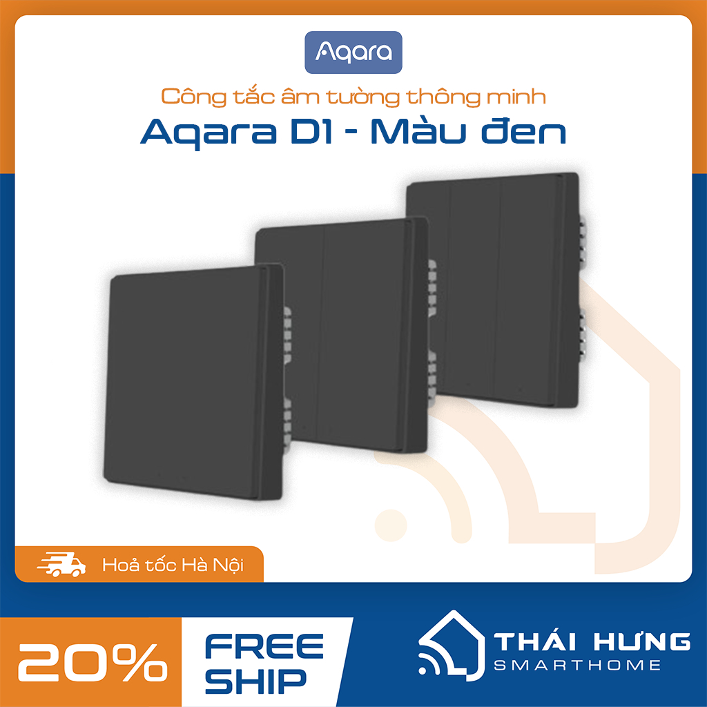 Công tắc thông minh Aqara D1 màu Đen, bản Quốc Tế, chuẩn đế âm vuông, tương thích HomeKit