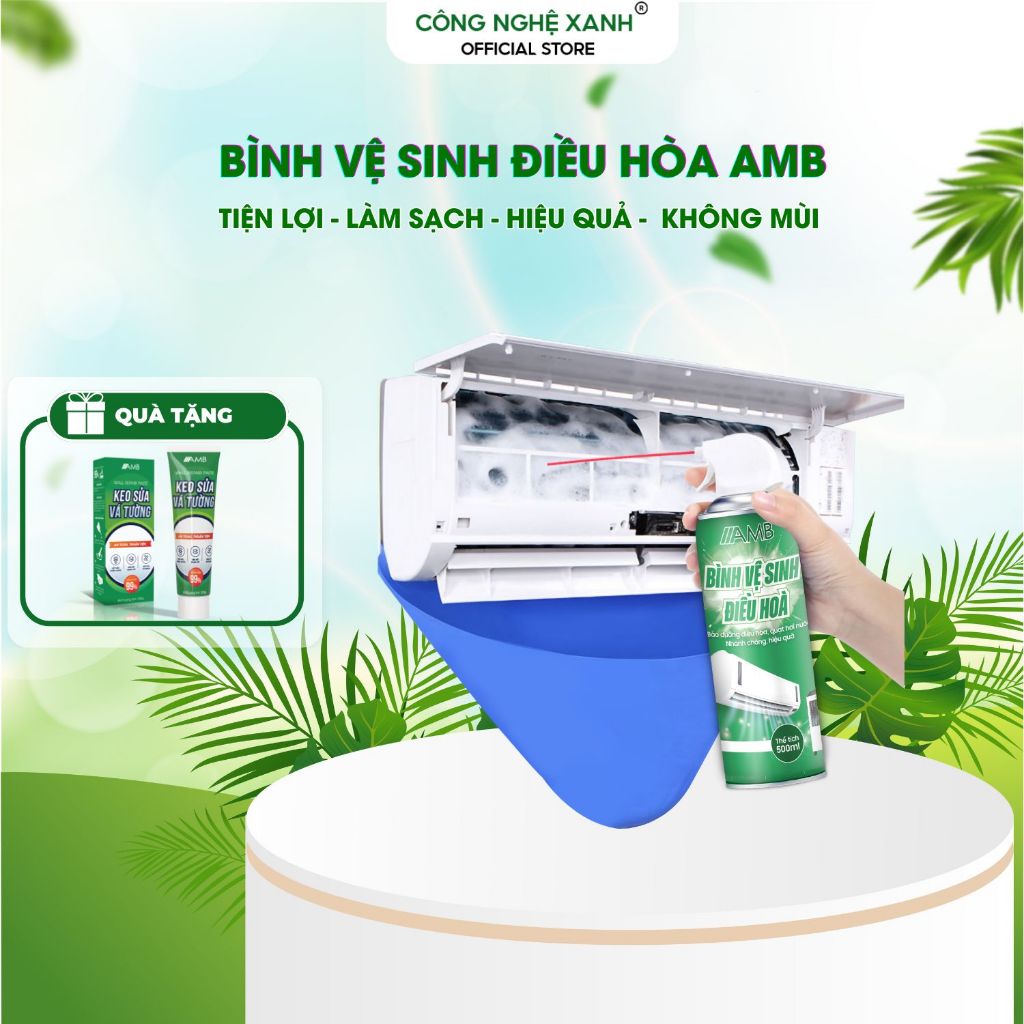 Bộ dụng cụ vệ sinh điều hòa AMB, vệ sinh maý lạnh tại nhà, làm sạch bụi bẩn, khử mùi, điều hòa máy lạnh bình 500ml