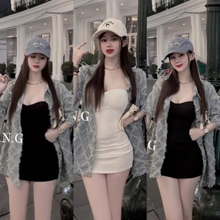 Set 3 chi tiết gồm đầm body cúp ngực phối áo khoác kaki họa tiết dày dặn kèm gấu siu xinh phong cách năng động