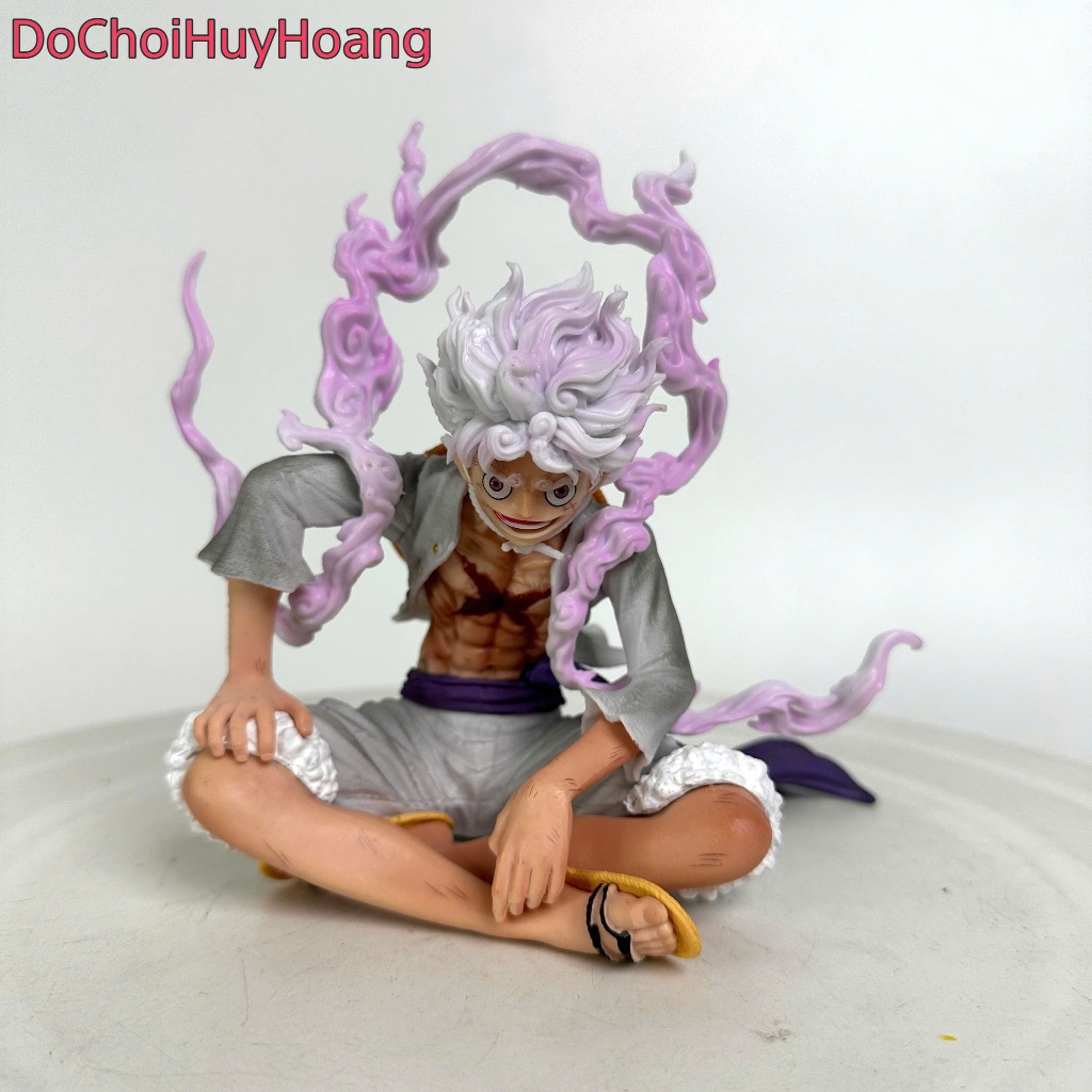 Mô hình tượng nhân vật Luffy gear 5 ngồi chống tay mây trắng 16cm One Piece