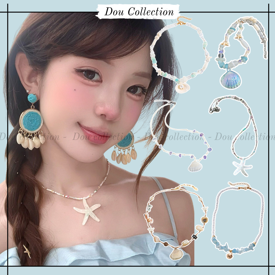 Dây Chuyền Đi Biển Unisex, Vòng Cổ Vỏ Sò, Sao Biển Lấp Lánh Thời Trang Mùa Hè Nhiều Mẫu Xinh Xắn - Mã DC067