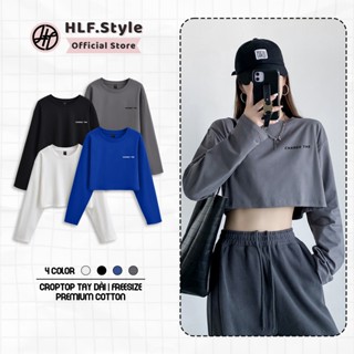 Áo croptop tay dài CHANGE THE form rộng , áo croptop kiểu local brand HLF