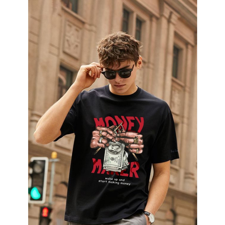 Áo Thun Boxy / Oversized Tay Ngắn Money Maker ATT2503. 100% Cotton, form boxy Nhiều Màu