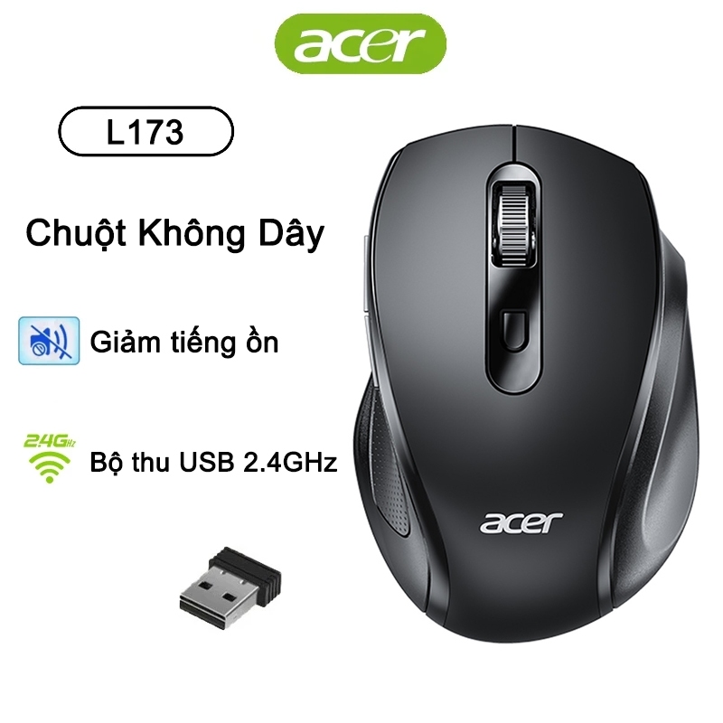 Chuột Không Dây Giảm tiếng ồn Acer L173 2.4GHz Phù hợp cho văn phòng và Gaming