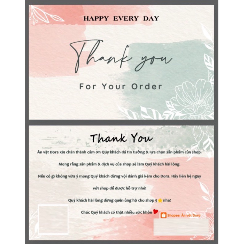 100 cái Thanks Card, Name Card