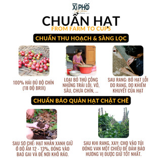 Cà phê Blend Robusta + Arabica XÌ PHỐ CAFE pha phin, pha máy, rang mộc, đậm vị, cà phê đặc sản