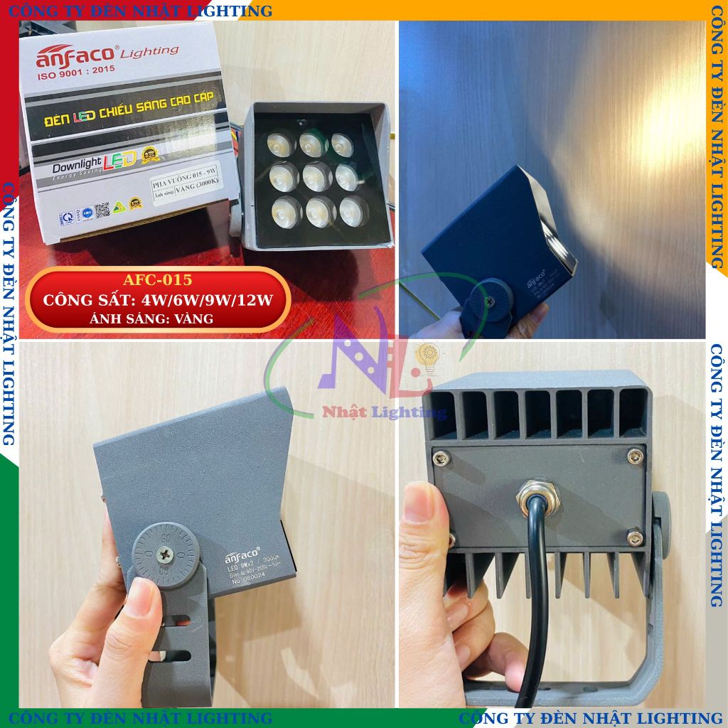 [CTY NHẬT LIGHTING] Đèn led pha cây, đèn pha vuông sân vườn ANFACO 015 - 6Wx2 lắp sân vườn