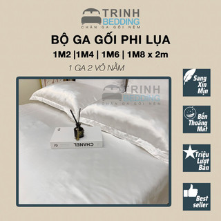 Bộ 1 Ga 2 Vỏ Gối Phi Lụa Mềm Mát Mịn Trinh bedding | 3 MÓN|