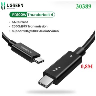 Cáp Thunderbolt 4 Ugreen 30389 60621 US501(Support 8k@60hz Data 40Gbps PD100W Male- Male)