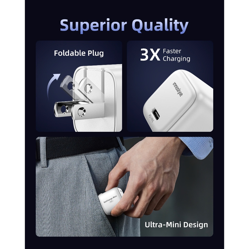 Củ sạc nhanh 20W siêu nhỏ Innostyle GoCharge Mini công nghệ mới, sạc an toàn, bảo hành 12 tháng | BigBuy360 - bigbuy360.vn