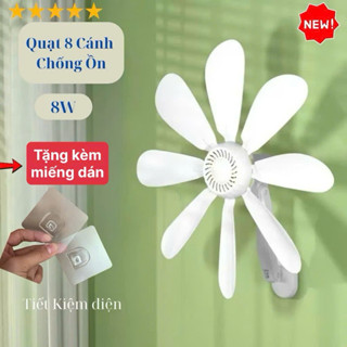  Quạt Treo Tường Nhà Bếp Wc Quạt Trần 8 Cánh Không Tiếng Ồn 220V 50Hz Kèm Móc Dính Treo Tiện Lợi Kích Thước 32x34cm 