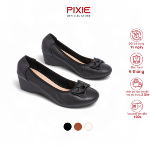 Giày Búp Bê Đế Xuồng 5cm Da Thật Êm Chân Màu Đen Pixie X461