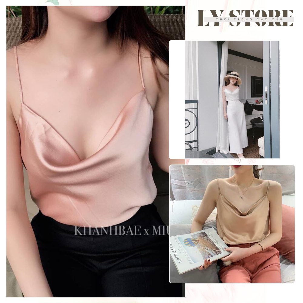 Áo 2 Dây💥𝑭𝑹𝑬𝑬𝑺𝑯𝑰𝑷💥Áo 2 Dây Cổ Đổ Chất Phi Lụa,LY STORE