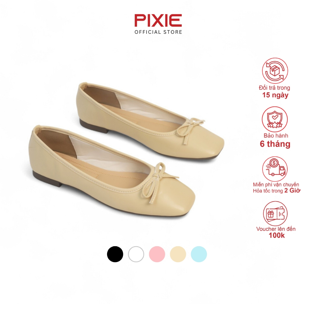 [XẢ KHO] [Form nhỏ tăng 1 size] Giày Búp Bê Bệt Hoạ Tiết Nơ Pixie H320