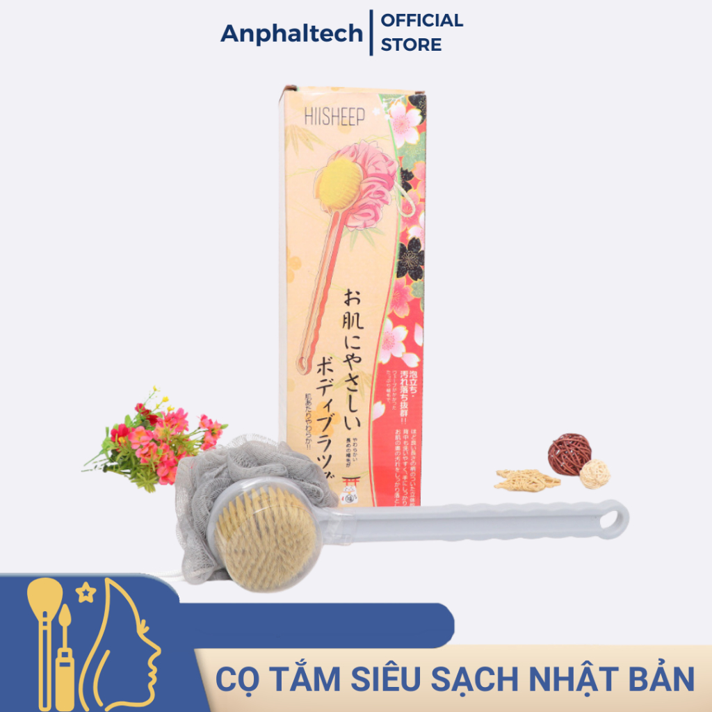 Cọ Tắm Siêu Sạch Nhật Bản, Cây Tắm Chà Lưng Và Massage Cho Cơ Thể, Thiết Kế Nhỏ Gọn, Tay Cầm Dài Dễ Sử Dụng