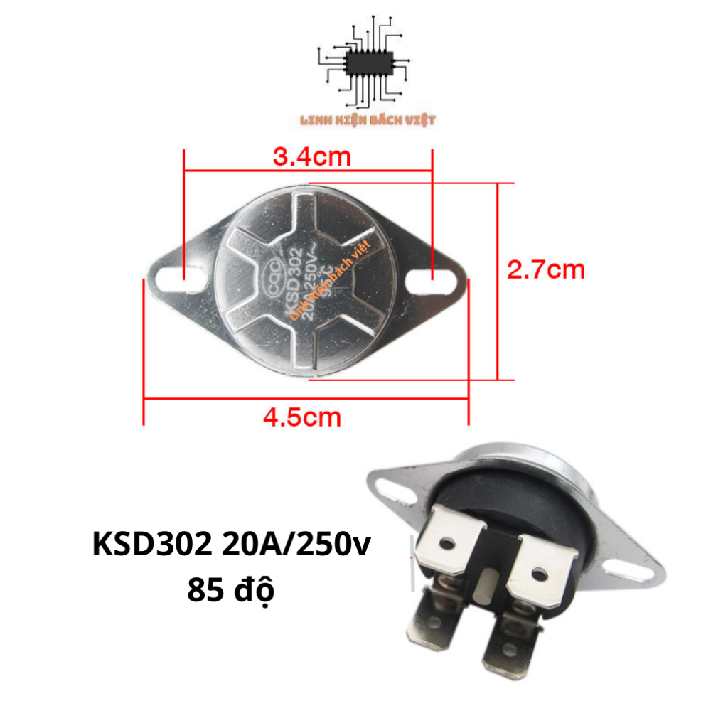 Rơ le nhiệt bình nóng lạnh 85 độ KSD302T KSD302X KSD302 20A 250V chất lượng cao