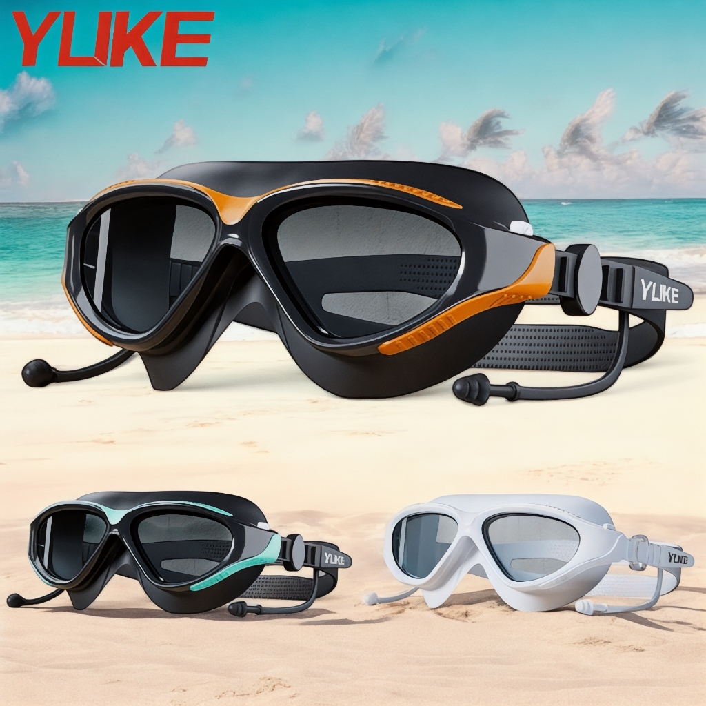 Kính bơi người lớn YUKE YJ8027, mắt kính lớn, đệm kính dày, chống sương, chống tia UV