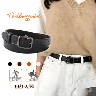Thắt lưng nữ học sinh mặt vuông đen, dây nịt nữ Da Mềm bản 2.3cm TL085 - Thắt Lưng Giá Tốt