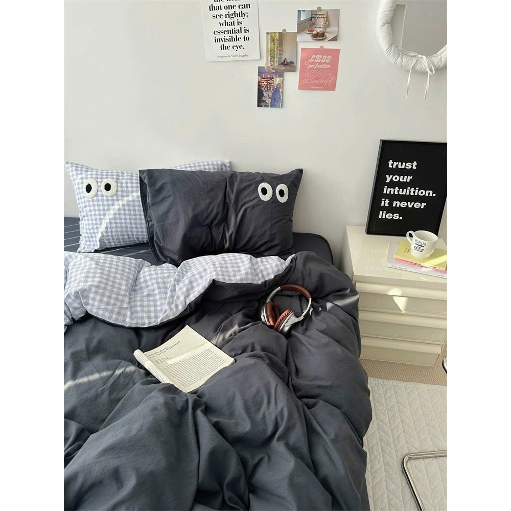 Bộ Chăn Ga Gối Cotton Tici Kẻ caro Phối Drap Giường Đủ Kích Thước Trải Nệm 1m, 1m2, 1m4, 1m6, 1m8