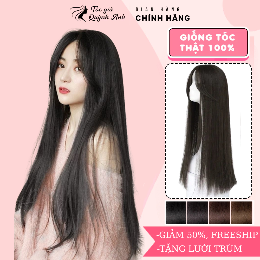 Tóc Giả Nữ Nguyên Đầu Dài Thẳng Mái Bay TN07 – Phong Cách Hàn Quốc, Tặng Lưới Chụp Đầu, Đội Là Xinh