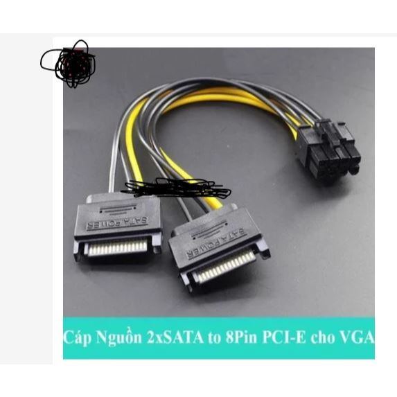Cáp chuyển 2 đầu nguồn SATA ra 8 Pin (6+2) dùng cho Card đồ họa - VGA