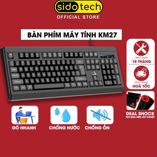 Bàn phím máy tính có dây SIDOTECH KM27Plus full size 104 phím chống ồn chống nước laptop văn phòng