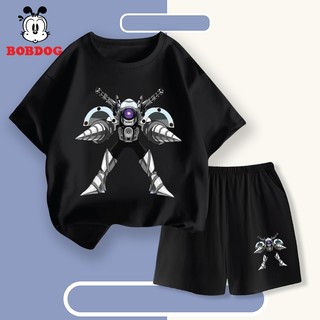 Bộ bé trai BOBDOG, quần áo mặc hè cho bé chất liệu cotton thoáng mát in hình TV MAN CD-KS17