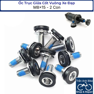 Ốc Trục Giữa Cốt Vuông Xe Đạp M8x15 - 2 Con (ĐEN BẠC)