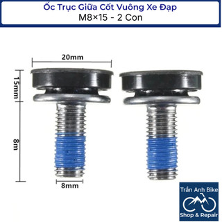 Ốc Trục Giữa Cốt Vuông Xe Đạp M8x15 - 2 Con (ĐEN BẠC)