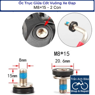 Ốc Trục Giữa Cốt Vuông Xe Đạp M8x15 - 2 Con (ĐEN BẠC)