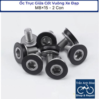 Ốc Trục Giữa Cốt Vuông Xe Đạp M8x15 - 2 Con (ĐEN BẠC)