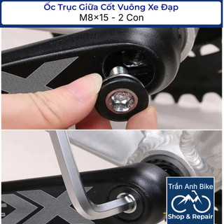 Ốc Trục Giữa Cốt Vuông Xe Đạp M8x15 - 2 Con (ĐEN BẠC)