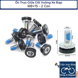 Ốc Trục Giữa Cốt Vuông Xe Đạp M8x15 - 2 Con (ĐEN BẠC)