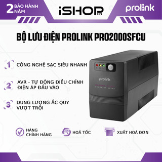 Bộ lưu điện UPS Prolink PRO2000SFCU 2000VA tải tối đa 1200W,sạc siêu nhanh, ổn định điện áp, dùng cho PC, NAS, cửa cuốn