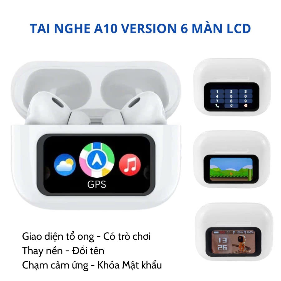 Tai Nghe Bluetooth Không Dây A10 Pro 2025 ANC/ENC Cao Cấp Giảm Tiếng Ồn Màn hình Cảm Ứng