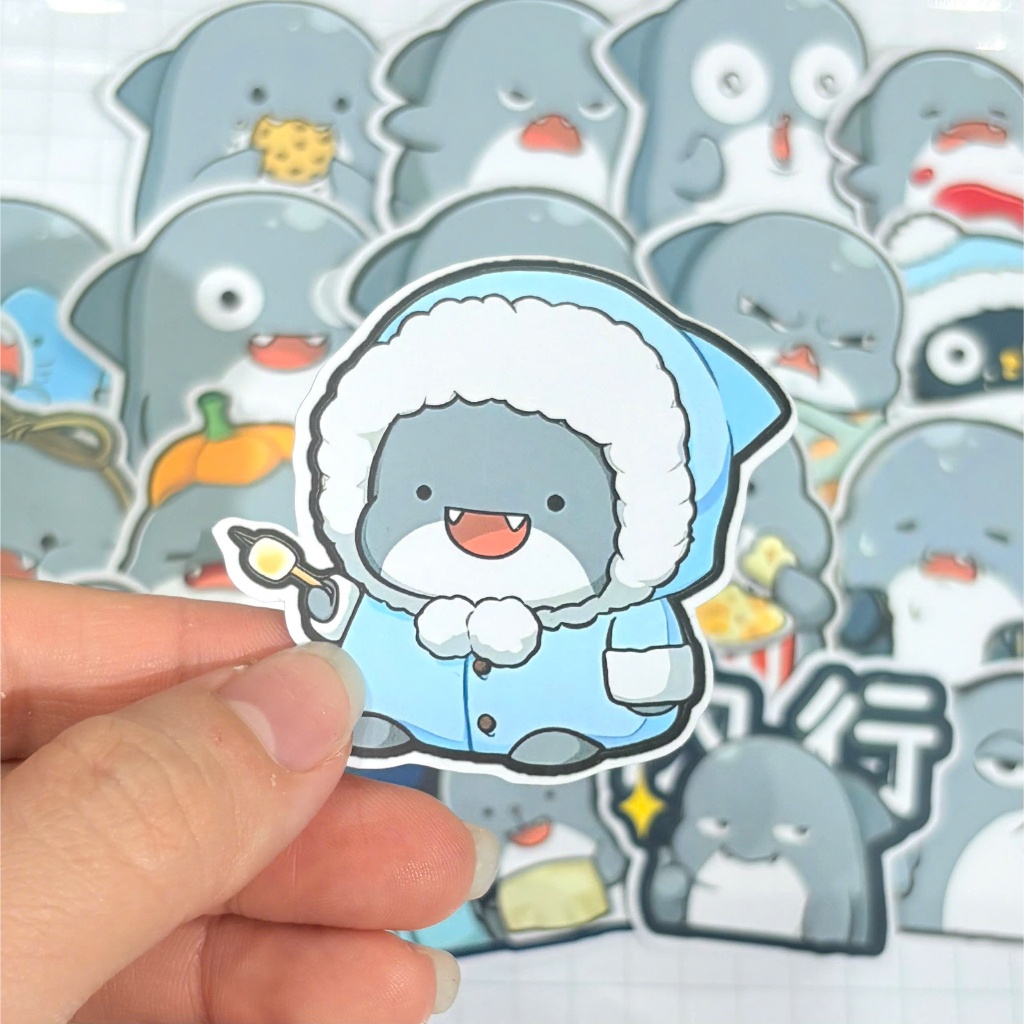 [Cá mập] Set 20 sticker trang trí dễ thương, miếng dán sổ tay - Sticker, Hình Dán