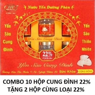 YẾN SÀO CUNG ĐÌNH - COMBO 12 Hộp Nước yến Đường phèn 22% tổ yến (6 lọ x 70ml)