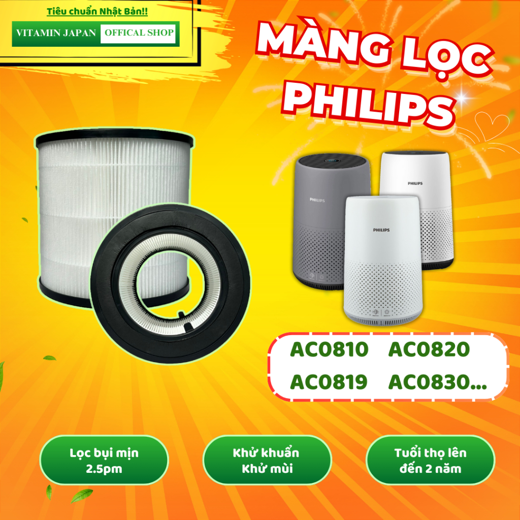 Lõi Lọc Không Khí Philips: FY0194, AC0820, AC0819, AC0810, AC0830... Lõi Lọc Hepa, Lõi Lọc Bụi Mịn