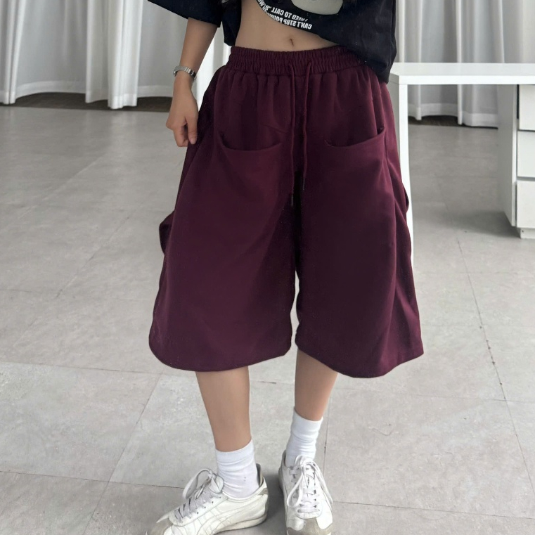 Quần Short Dây Nỉ 2 Da Ống Rộng Lưng Chun Thoải Mái Unisex Nam Nữ_SSSTore.Aesthetic | BigBuy360 - bigbuy360.vn