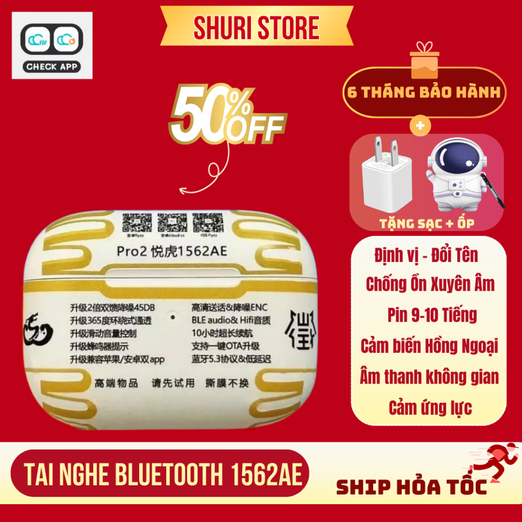 Tai Nghe Bluetooth 1562AE - 1562F ENC Xuyên Âm Chống Ồn Âm Thanh Không Gian Pin 10H Cao Cấp