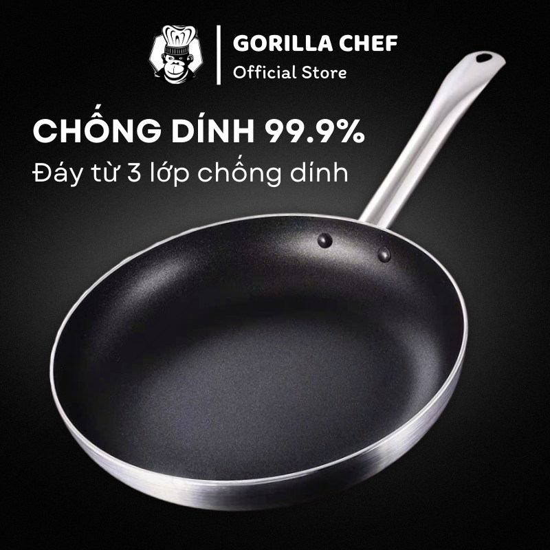 Chảo chống dính bếp từ Gorilla Chef đáy từ 3 lớp cao cấp dùng được trên mọi loại bếp