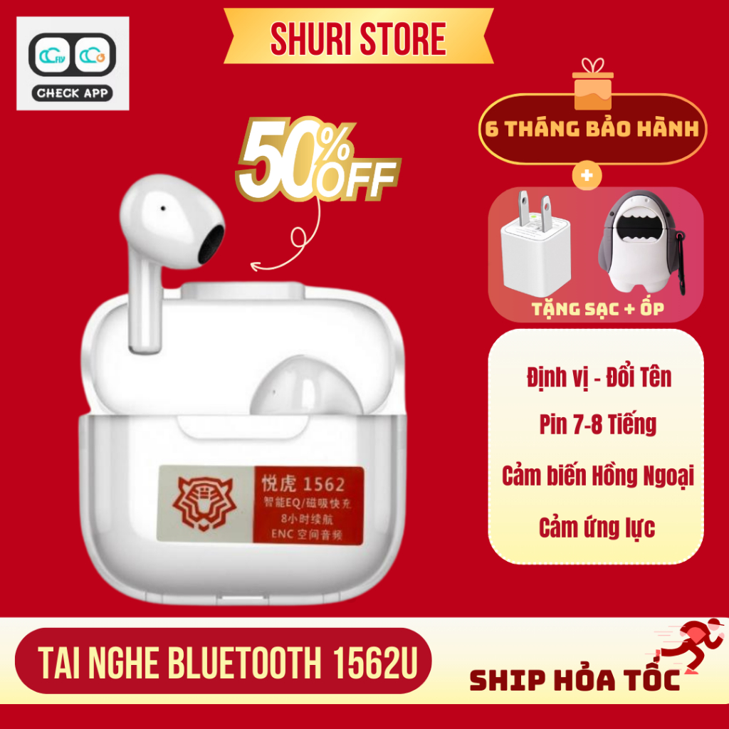 Tai Nghe Bluetooth Hổ Vằn 1562U 1562E Hồng Ngoại Pin 8H Cao Cấp