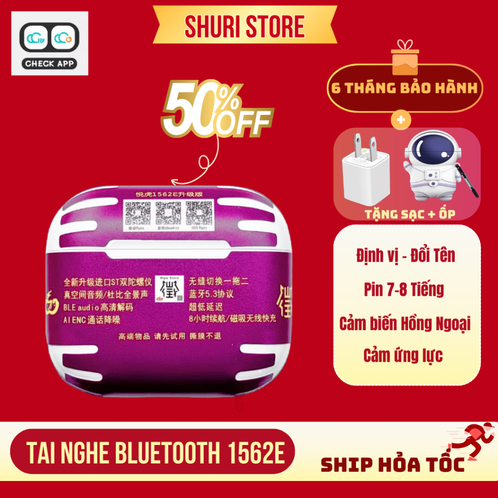 Tai Nghe Hổ Vằn 1562E ENC Âm Thanh Hay Pin 8H Cao Cấp