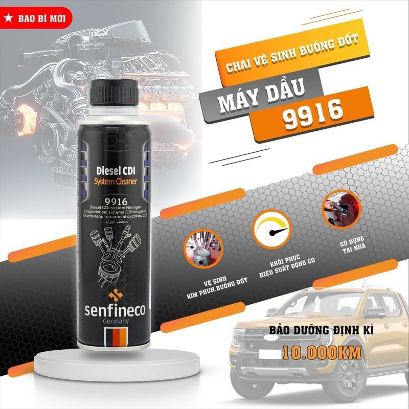 DUNG DỊCH VỆ SINH CAO CẤP KIM PHUN, BUỒNG ĐỐT, XÚC BÉC CHO XE MÁY DẦU 9916 SENFINECO