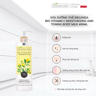  Sữa dưỡng thể trắng da Bielenda Bio Vitamin C Moisturizing And Toning Body Milk dưỡng ẩm sáng mịn da 400ml 